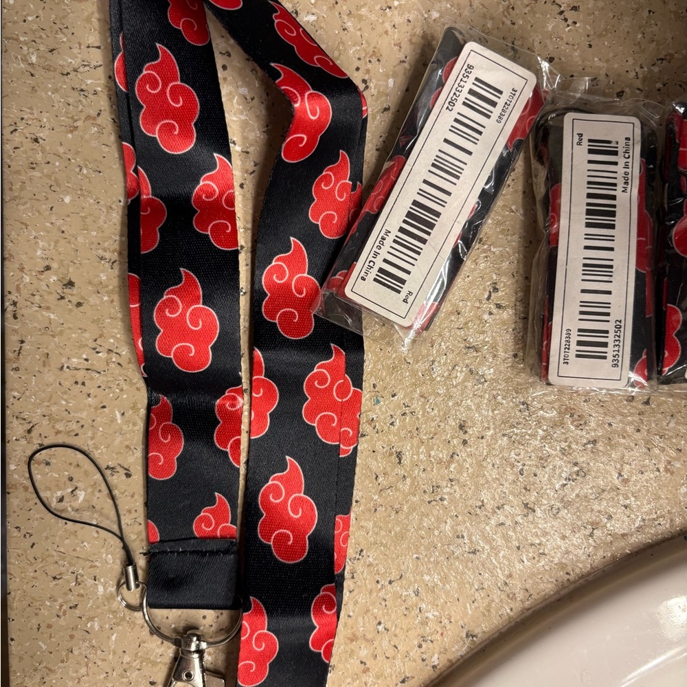 Naruto Shippuden Signature Logo Black and Red Key Lanyard. NWT. - Picture 4 of 6